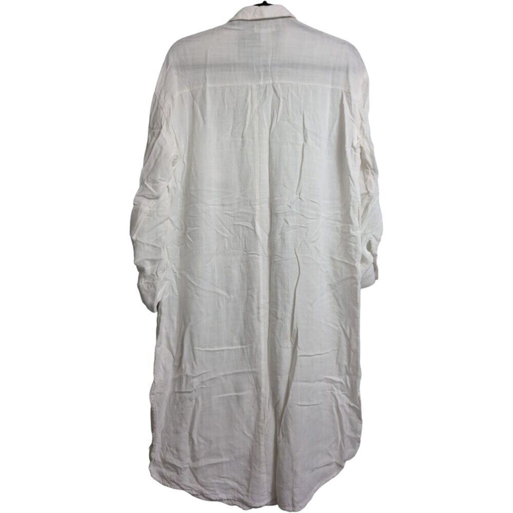 L*Space White Long Button Down Collared Shirt Dress Front Pocket Viscose XS/S - Picture 3 of 6